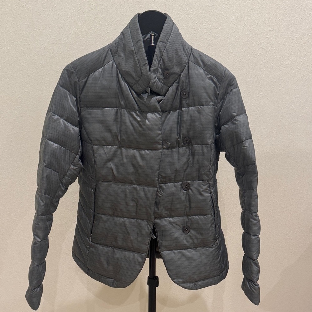 Nau Charcoal and Light‎ Gray Striped Jacket